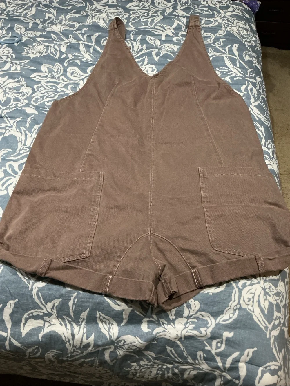 We The Free Brown Cotton Romper Shorts